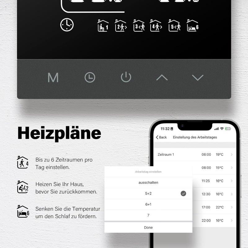 BEOK CONTROLS Digitális WiFi Padlófűtés Termosztát Vízi Fűtéshez LCD Kijelzővel Programozható Okos Szobatermosztát Tuya Alexa App