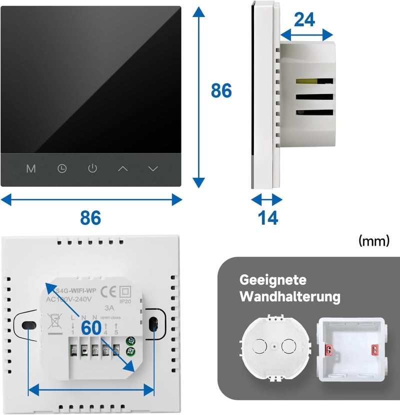 BEOK CONTROLS Digitális WiFi Padlófűtés Termosztát Vízi Fűtéshez LCD Kijelzővel Programozható Okos Szobatermosztát Tuya Alexa App