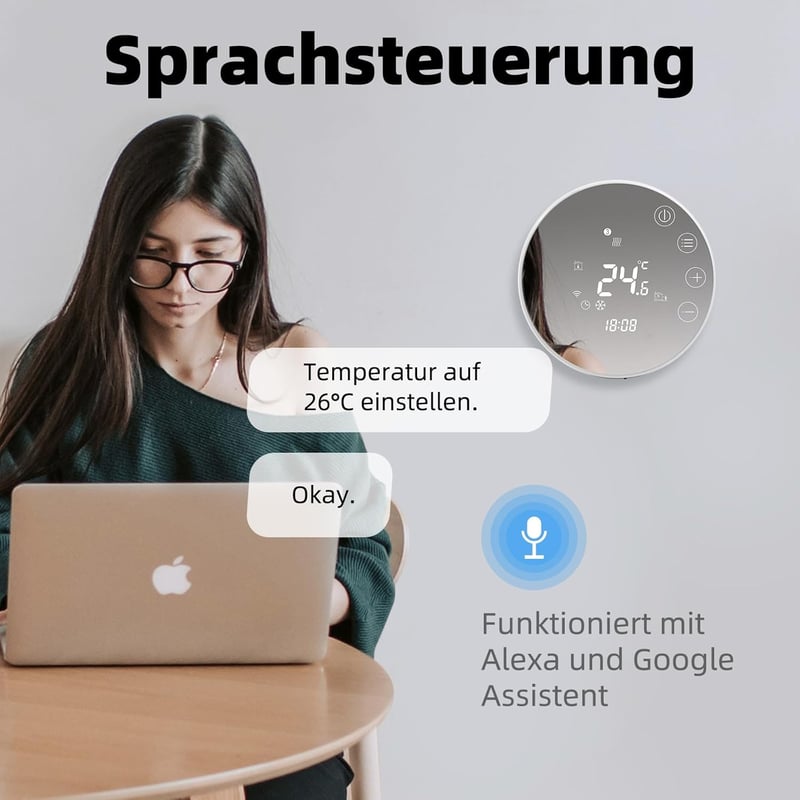 BEOK CONTROLS Okos Padlófűtés Termosztát WiFi Programozható Elektromos Fűtésszabályozó Tuya Smart Life Google Home Alexa