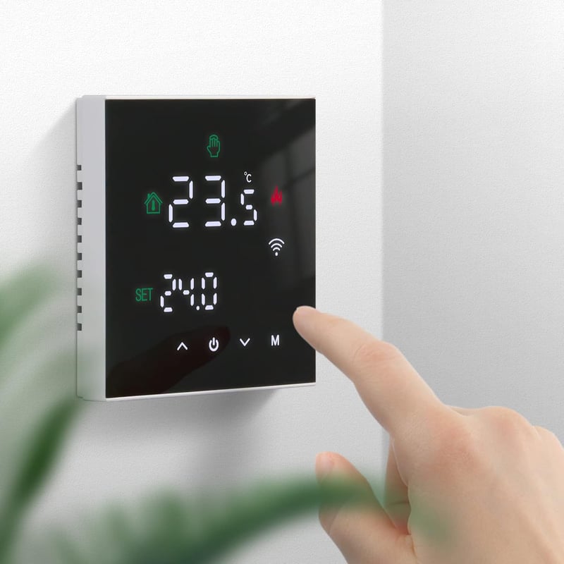 BEOK CONTROLS Okos Termosztát Padlófűtéshez WiFi Programozható Szobatermosztát Tuya Alexa Google Home Fekete TGW60B