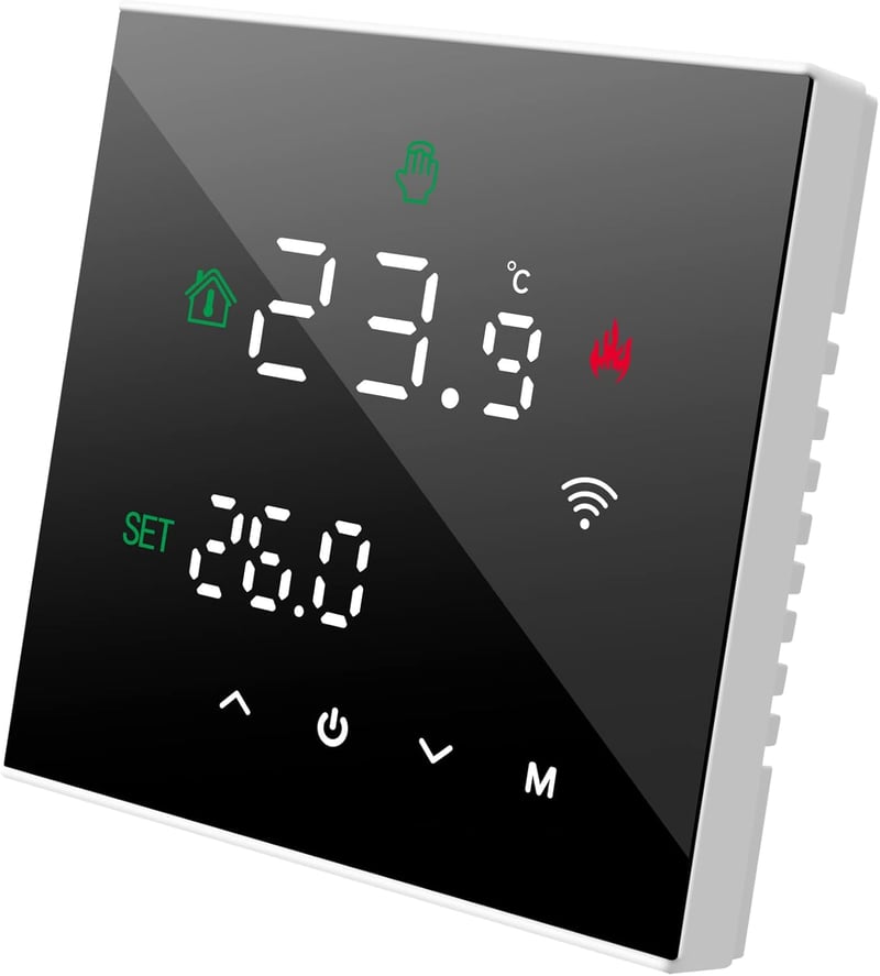BEOK CONTROLS Okos Termosztát Padlófűtéshez WiFi Programozható Szobatermosztát Tuya Alexa Google Home Fekete TGW60B