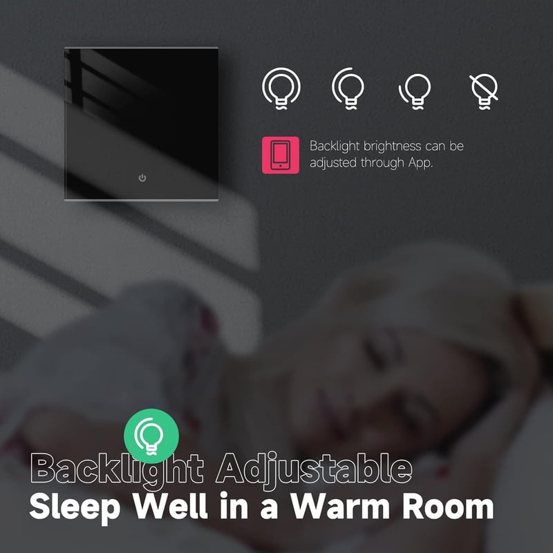 BEOK CONTROLS Okos Termosztát Padlófűtéshez WiFi Programozható Szobatermosztát Tuya Alexa Google Home Fekete TGW60B