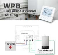 BEOK CONTROLS Okos Termosztát WiFi Kazán Fűtés Programozható Szobatermosztát Padlófűtés LCD Kijelző Fehér 2
