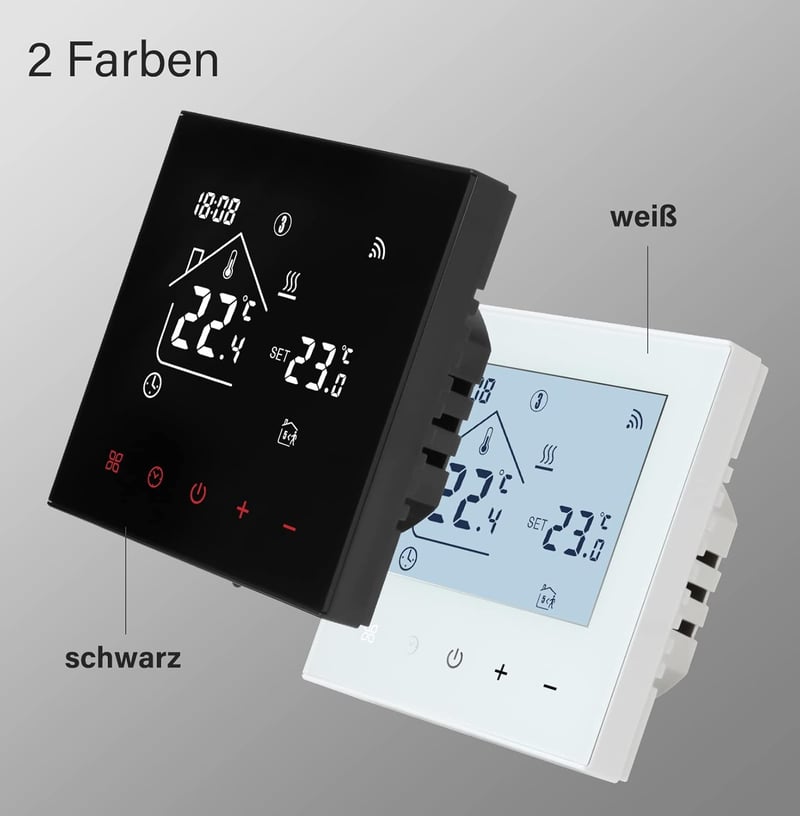 BEOK CONTROLS Okos Termosztát WiFi Kazán Padlófűtés Programozható Szobatermosztát LCD Kijelző Alexa Tuya App Fekete