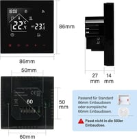BEOK CONTROLS Okos Termosztát WiFi Kazán Padlófűtés Programozható Szobatermosztát LCD Kijelző Alexa Tuya App Fekete 6