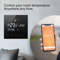 BEOK CONTROLS Programozható padlófűtés vízhőmérséklet vezérlő üveg érintő termosztát okostelefonos online távirányító AC230V 3A fekete 2 cso 2