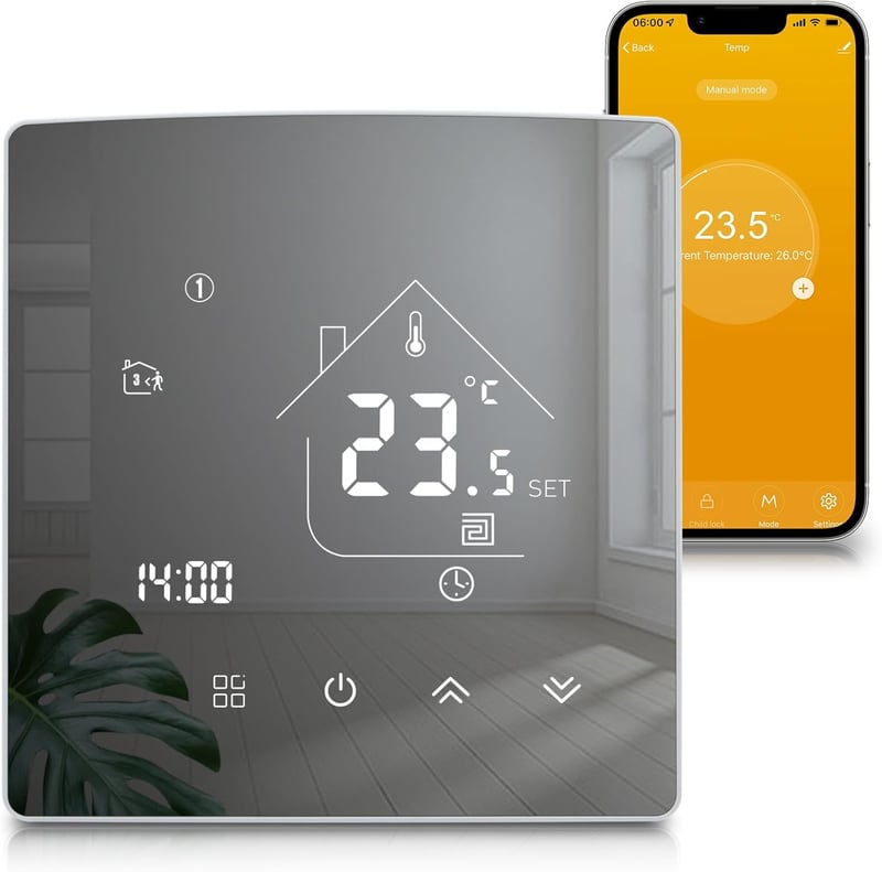 BEOK CONTROLS TGR85WIFI-WP WiFi Okos Padlófűtés Termosztát - Vízalapú Rendszerekhez, Tuya/Smart Life/Alexa Kompatibilis, Programozható