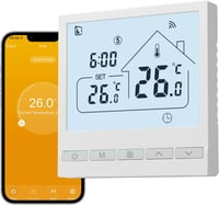 BEOK CONTROLS TOL47WIFI Padlófűtés Termosztát WiFi Vízi Fűtéshez, Okos Szabályozó Alexa Kompatibilis Tuya Smart Life App 3A 1