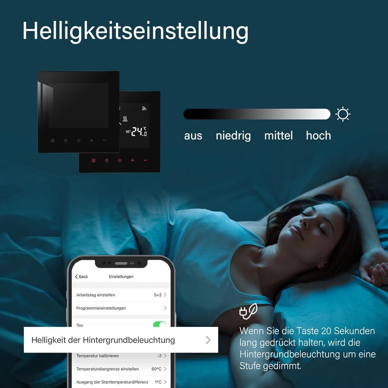 BEOK CONTROLS WiFi Okos Padlófűtés Termosztát - Vízalapú Rendszerekhez, Programozható, Alexa és Google Home Kompatibilis, 3A 230V, Fekete