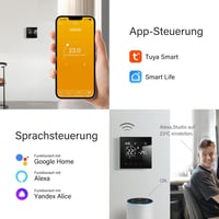 BEOK CONTROLS WiFi Okos Padlófűtés Termosztát - Vízalapú Rendszerekhez, Programozható, Alexa és Google Home Kompatibilis, 3A 230V, Fekete 3