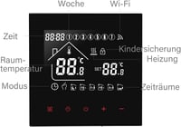 BEOK CONTROLS WiFi Okos Padlófűtés Termosztát - Vízalapú Rendszerekhez, Programozható, Alexa és Google Home Kompatibilis, 3A 230V, Fekete 7