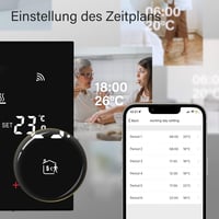 BEOK CONTROLS WiFi Okos Padlófűtés Termosztát - Vízalapú Rendszerekhez, Programozható, Alexa és Google Home Kompatibilis, 3A 230V, Fekete 2