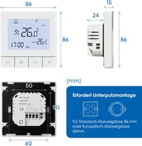 BEOK CONTROLS WiFi Okos Termosztát Padlófűtéshez Programozható Digitális Szobatermosztát 230V Alexa Kompatibilis Fehér 6