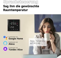 BEOK CONTROLS WiFi Okostermosztát Gáz/Víz Kazánhoz - Programozható, Padlófűtéshez, Alexa és Google Home Kompatibilis, Érintőképernyős, Feket 4