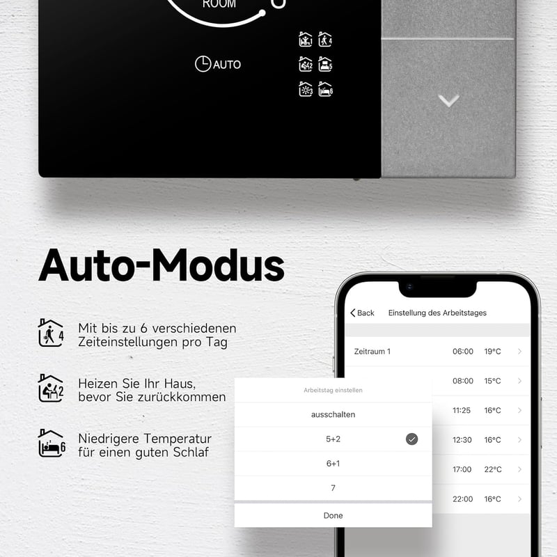 BEOK CONTROLS Okos Padlófűtés Termosztát WiFi Digitális Vízes Fűtéshez Programozható Ezüst Tuya Smart Life Alexa Google Home