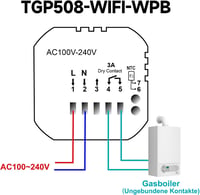 BEOK CONTROLS WiFi Okostermosztát Gázkazánhoz - Digitális Fűtésszabályozó Tuya/Google Home/Alexa Kompatibilitással, Heti Programozással, 3A  2