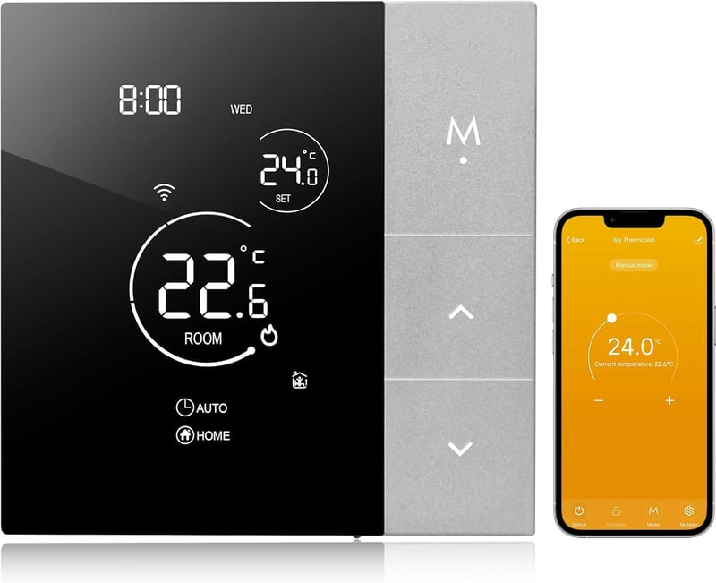 BEOK CONTROLS WiFi Okostermosztát Gázkazánhoz - Digitális Fűtésszabályozó Tuya/Google Home/Alexa Kompatibilitással, Heti Programozással, 3A 