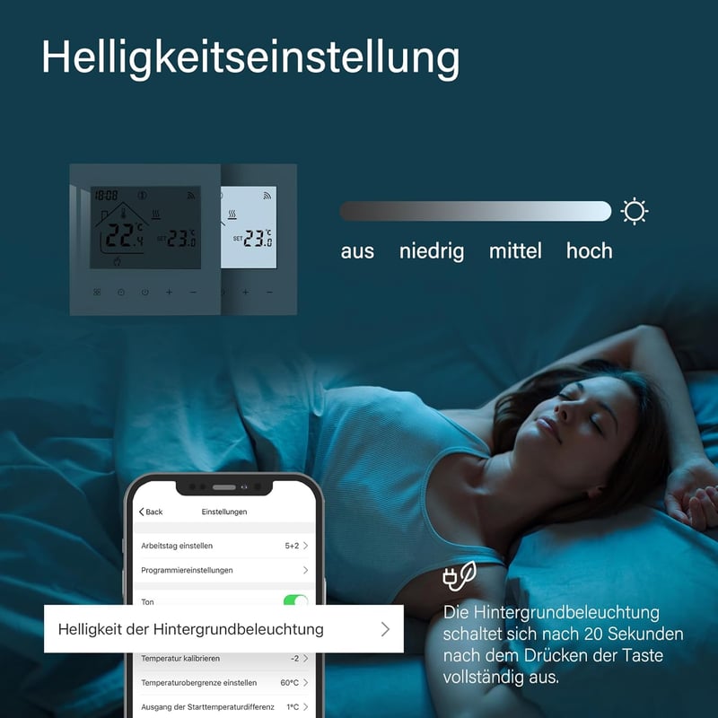 BEOK CONTROLS Okos Termosztát WiFi Programozható Padlófűtés Szabályozó 230V Fehér Alexa Kompatibilis Szenzorral