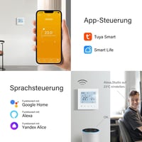 BEOK CONTROLS Okos Termosztát WiFi Programozható Padlófűtés Szabályozó 230V Fehér Alexa Kompatibilis Szenzorral 3