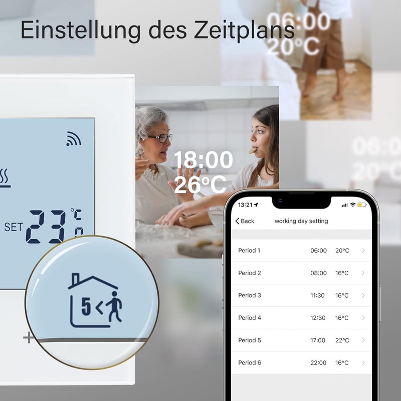 BEOK CONTROLS Okos Termosztát WiFi Programozható Padlófűtés Szabályozó 230V Fehér Alexa Kompatibilis Szenzorral