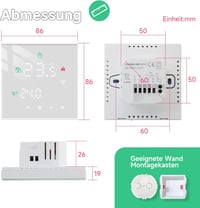 BEOK CONTROLS WiFi Okostermosztát Padlófűtéshez - LCD Kijelzős Programozható Fűtésszabályzó, Alexa és Google Home Kompatibilis, Fehér, TGW60 6