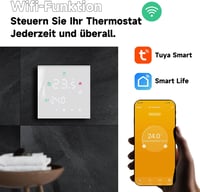 BEOK CONTROLS WiFi Okostermosztát Padlófűtéshez - LCD Kijelzős Programozható Fűtésszabályzó, Alexa és Google Home Kompatibilis, Fehér, TGW60 2
