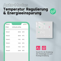 BEOK CONTROLS WiFi Okostermosztát Padlófűtéshez - LCD Kijelzős Programozható Fűtésszabályzó, Alexa és Google Home Kompatibilis, Fehér, TGW60 3