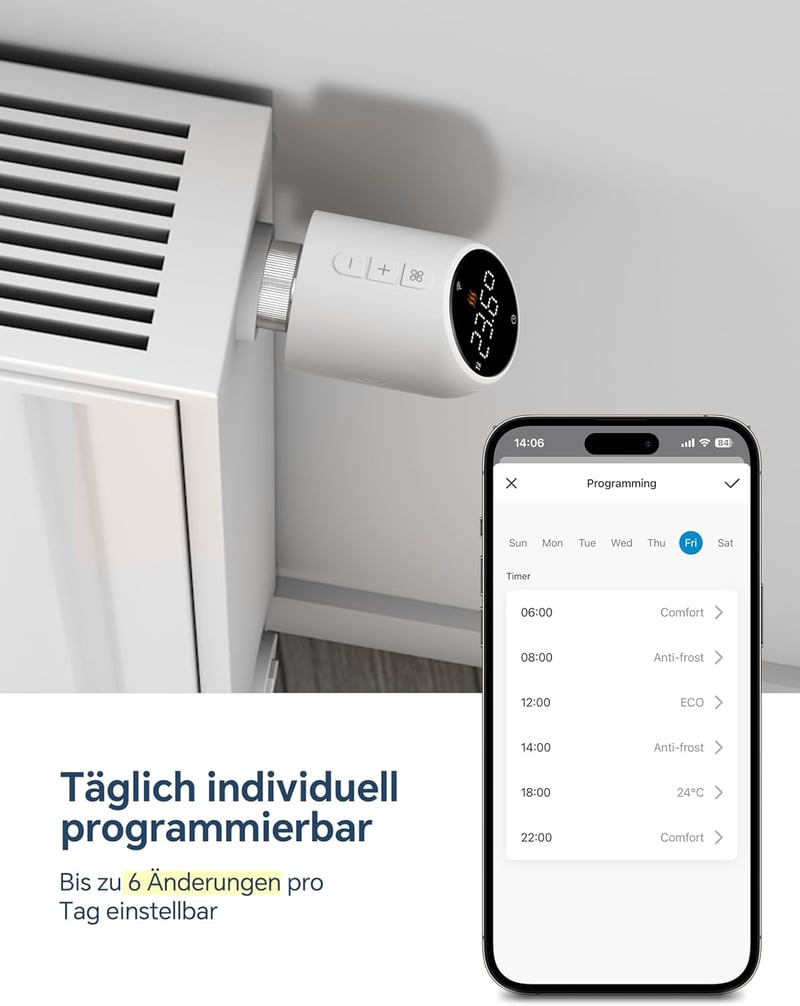 BEOK CONTROLS WiFi Radiátor Termosztát TRV-705 Okos Fűtésvezérlő Digitális Szabályozó Tuya App Google Alexa Kompatibilis