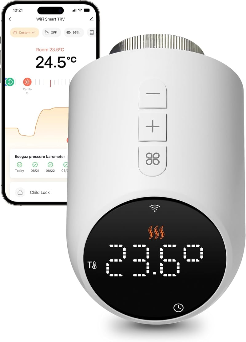 BEOK CONTROLS WiFi Radiátor Termosztát TRV-705 Okos Fűtésvezérlő Digitális Szabályozó Tuya App Google Alexa Kompatibilis