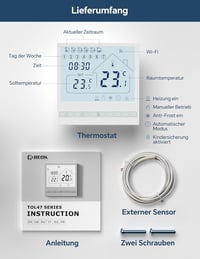 BEOK CONTROLS WiFi Termosztát Elektromos Padlófűtéshez - Okos Szobatermosztát Alexa Google Assistant Kompatibilis Digitális Fűtésszabályozó  6