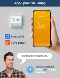 BEOK CONTROLS WiFi Termosztát Elektromos Padlófűtéshez - Okos Szobatermosztát Alexa Google Assistant Kompatibilis Digitális Fűtésszabályozó  2