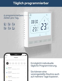 BEOK CONTROLS WiFi Termosztát Elektromos Padlófűtéshez - Okos Szobatermosztát Alexa Google Assistant Kompatibilis Digitális Fűtésszabályozó  4