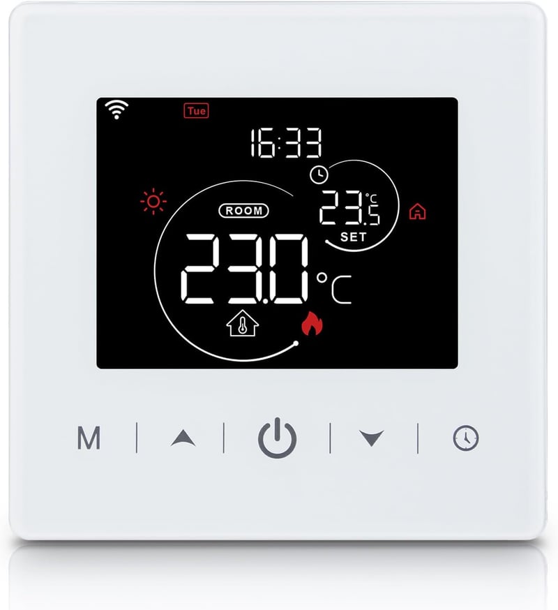 BEOK CONTROLS WiFi Termosztát Gázkazánokhoz - Elemes, 2 Vezetékes, Heti Programozható, TUYA/Smart Life Vezérlés, Google Assistant és Alexa K