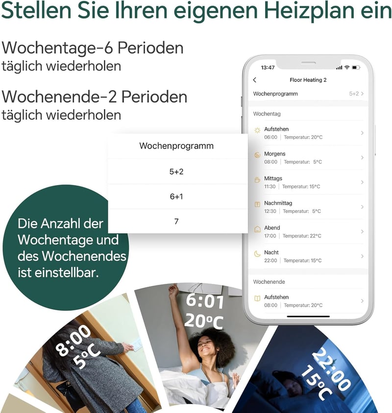 BEOK CONTROLS WiFi Termosztát Gázkazánokhoz - Elemes, 2 Vezetékes, Heti Programozható, TUYA/Smart Life Vezérlés, Google Assistant és Alexa K