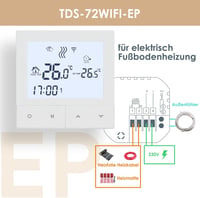 BEOK CONTROLS WiFi Termosztát Padlófűtéshez - Digitális Okos Szobatermosztát Elektromos Fűtéshez, Alexa Google Home Kompatibilis 16A Fehér 3