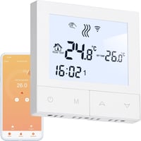 BEOK CONTROLS WiFi Termosztát Padlófűtéshez - Digitális Okos Szobatermosztát Elektromos Fűtéshez, Alexa Google Home Kompatibilis 16A Fehér 1