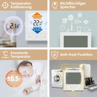 Beok TDS72WIFI-WPB Okos WiFi Padlófűtés Termosztát - Vízalapú Padlófűtéshez és Gázkazánhoz, Programozható, Alexa/Google Kompatibilis, Fehér 6