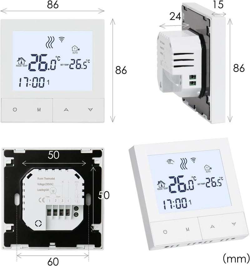 Beok TDS72WIFI-WPB Okos WiFi Padlófűtés Termosztát - Vízalapú Padlófűtéshez és Gázkazánhoz, Programozható, Alexa/Google Kompatibilis, Fehér