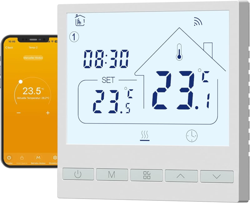 BEOK TOL47WIFI Okos WiFi Termosztát Gáz/Víz Kazánhoz és Padlófűtéshez - Programozható, Alexa és Google Asszisztens Kompatibilis