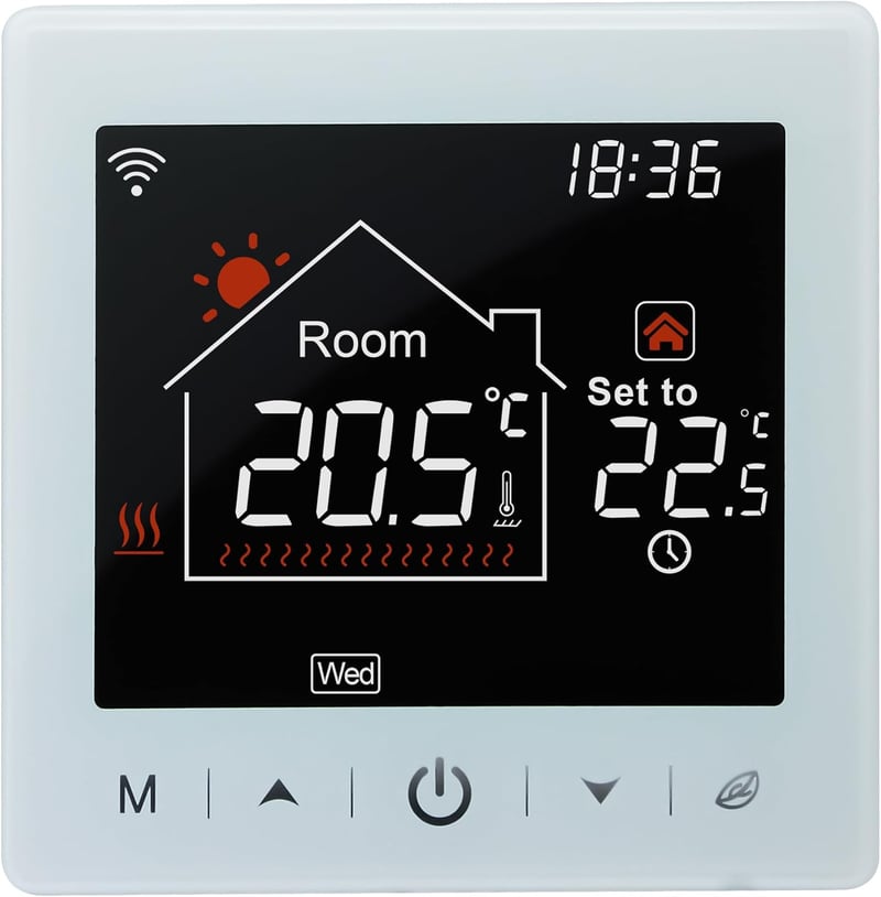 Beok TR9B-WIFI-WPB WiFi Okostermosztát Gázkazánhoz - Programozható, Fehér, Tuya/Alexa/Google Home Kompatibilis, Távvezérelhető