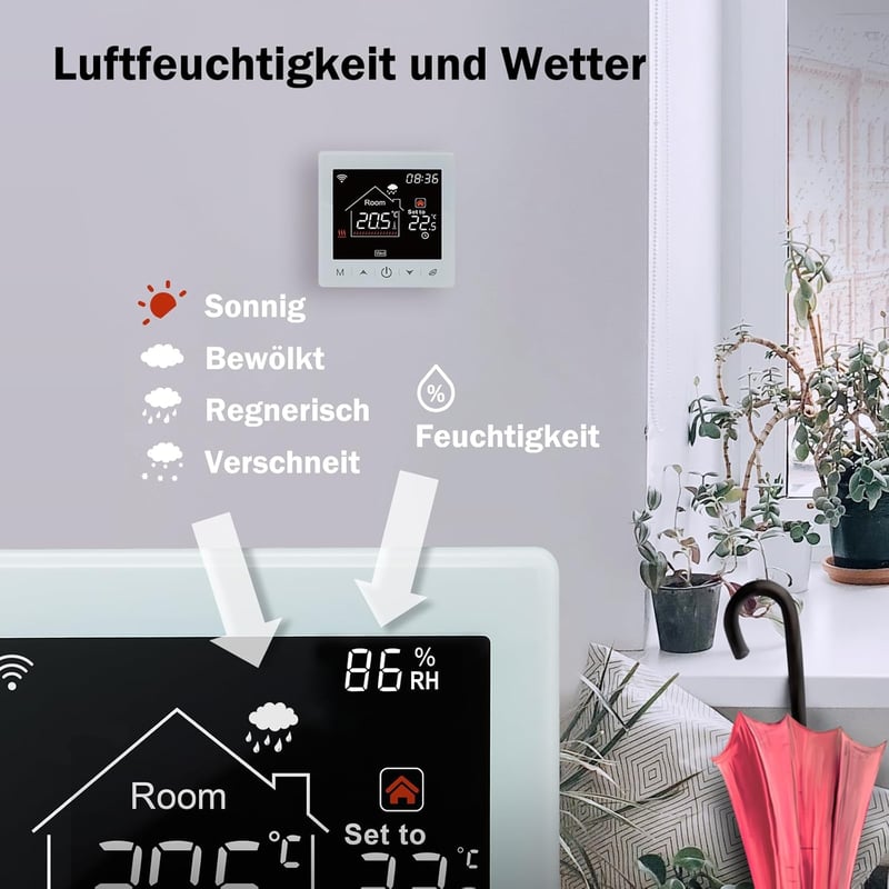 Beok TR9B-WIFI-WPB WiFi Okostermosztát Gázkazánhoz - Programozható, Fehér, Tuya/Alexa/Google Home Kompatibilis, Távvezérelhető