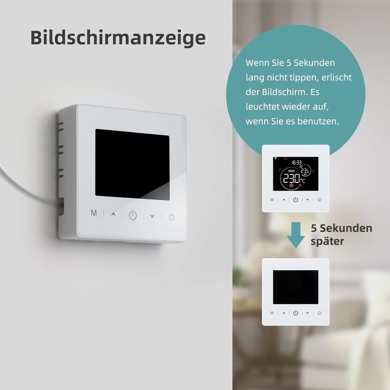 Beok WiFi Okostermosztát Gázkazánhoz - Tuya Applikációval Vezérelhető, LCD Kijelzős, Alexa és Google Asszisztens Kompatibilis, Elemes Működé