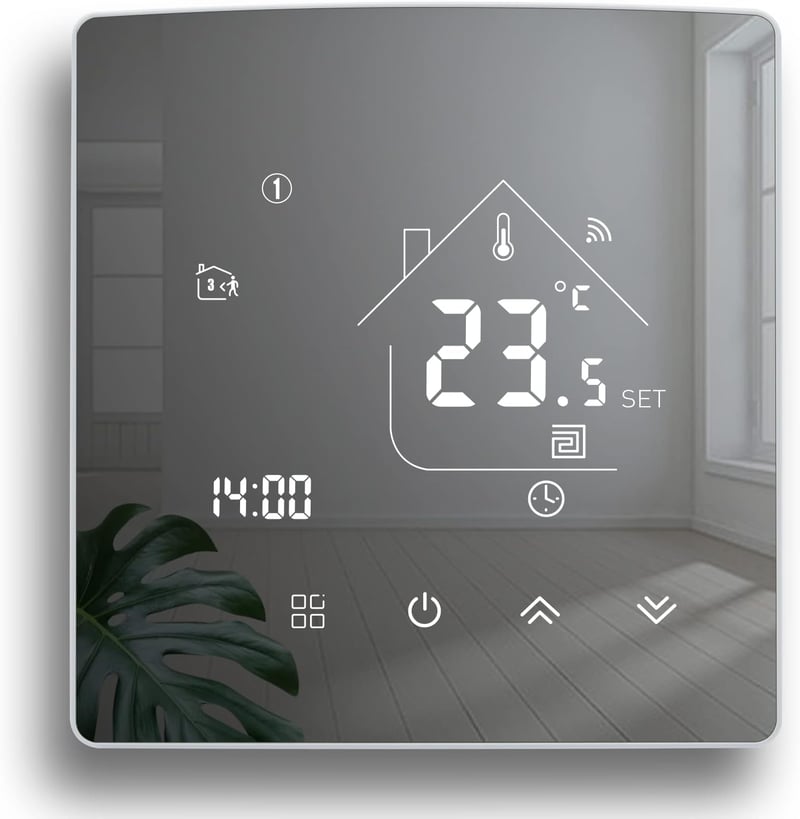 Termostat inteligent WiFi BEOK pentru centrală termică pe gaz - Regulator de încălzire de perete digital wireless, compatibil cu Alexa și Google Home, TGR85WIFI-WPB