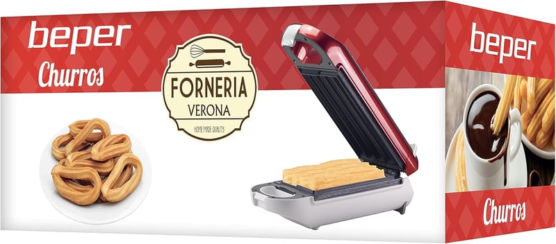 BEPER BT.600Y Churros Sütő 800W Tapadásmentes Felület Hőálló Fogantyú Piros