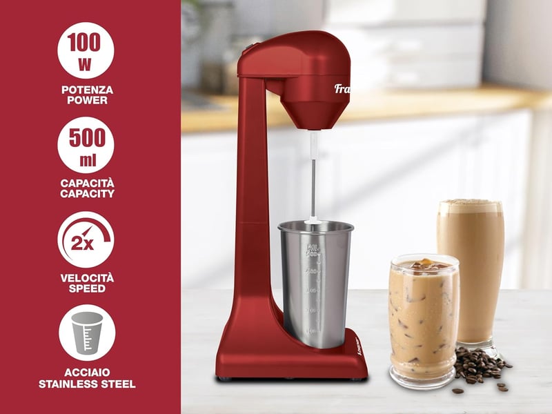 BEPER Elektromos Turmixgép Smoothie Koktél Készítéshez 0.5L Alumínium Tartály 100W Piros