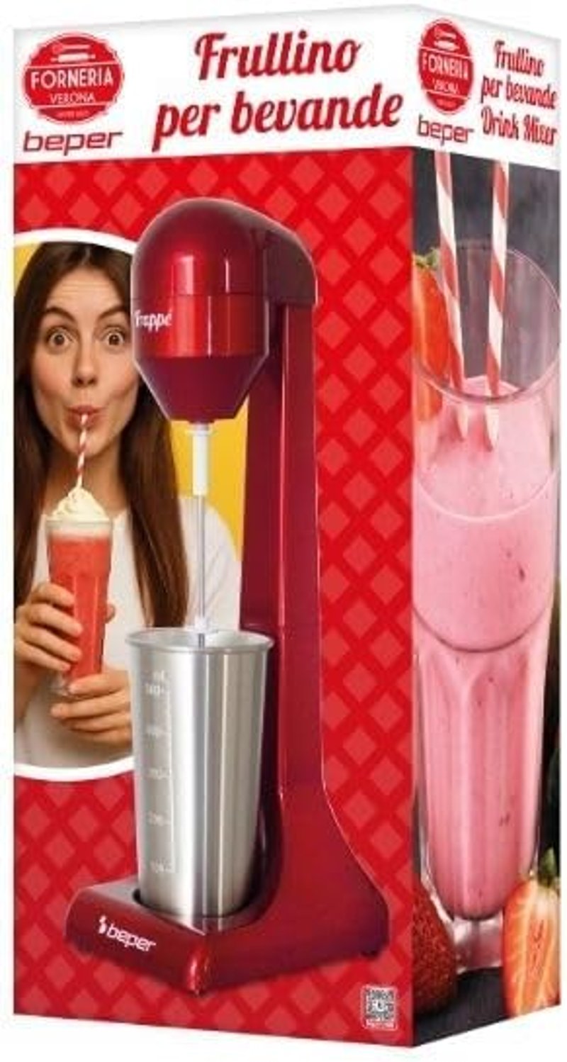 BEPER Elektromos Turmixgép Smoothie Koktél Készítéshez 0.5L Alumínium Tartály 100W Piros