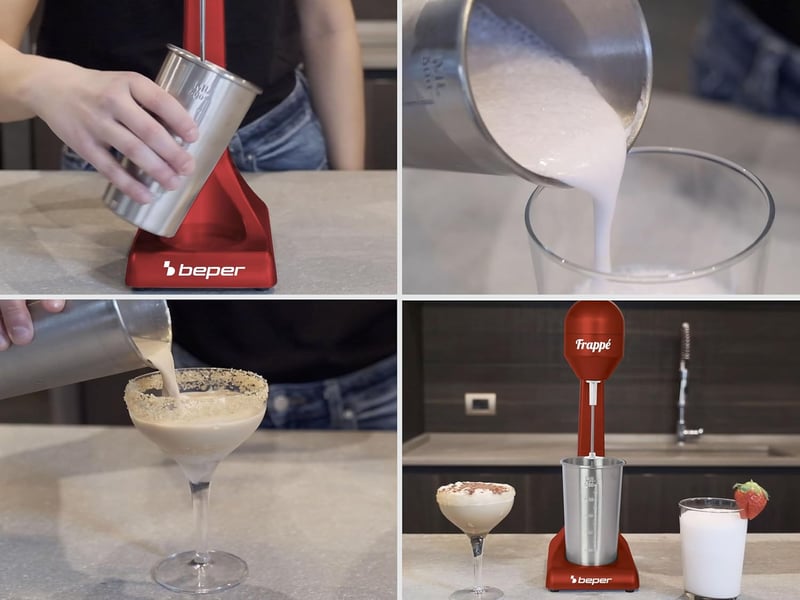 BEPER Elektromos Turmixgép Smoothie Koktél Készítéshez 0.5L Alumínium Tartály 100W Piros