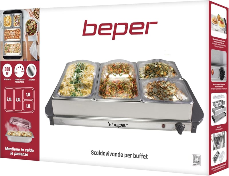 Beper P101TEM002 Ételmelegítő 4 fiókkal és melegítőlappal