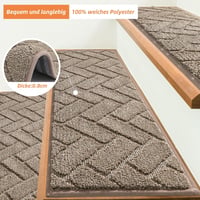BEQHAUSE Csúszásmentes Lépcsőszőnyeg 22x70cm Gumis Háttal, 15db Szett 3
