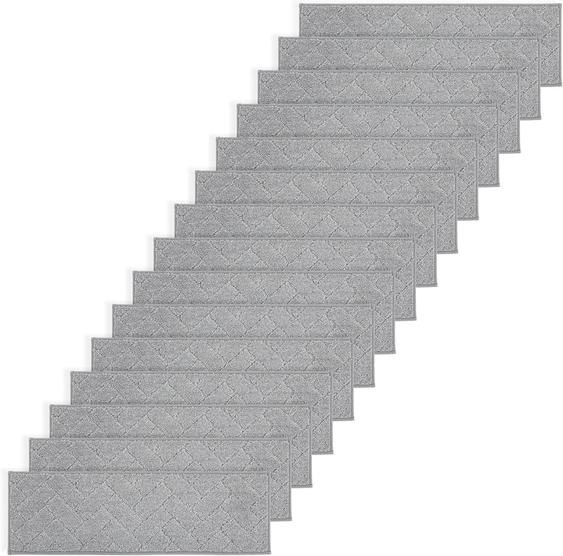BEQHAUSE Csúszásmentes Lépcsőszőnyeg 22x70cm Gumis Háttal, 15db Szett